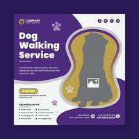 Dog walking Social Media Post design Or pet store business web, online Square banner template vector