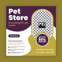 Pet store Social Media Post design Or pet business web and online Square banner template vector