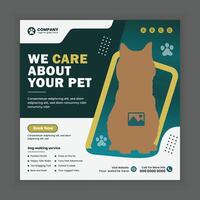 Dog walking Social Media Post design Or pet business web, online Square banner template vector