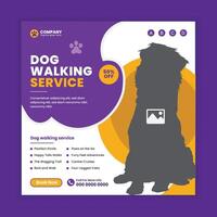 Dog walking Social Media Post design Or pet walker business web, online Square banner template vector