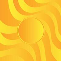 Trendy wave geometric design - Yellow abstract background with circle in center vector