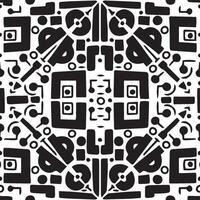 Geometrical black white abstract seamless pattern. hand drawn illustration on white background vector
