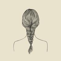 line illustration of a womans braided hairstyle, intricate yet simple, flat and clean lines, centered on a white background vector