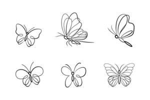 Elegant Line Art Butterflies Against a Simple Background vector