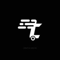 Letter design T with eCommerce cart branding vector