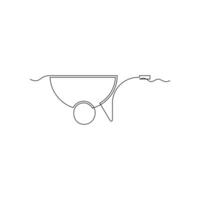one line art wheelbarrow illustration. line art, one continuous line, simple, hand drawn and sketch style. for icons, symbols, signs or logos vector