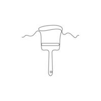 one line art paintbrush illustration. line art, one continuous line, simple, hand drawn and sketch style. for icons, symbols, signs or logos vector