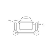 one line art cement mixer illustration. line art, one continuous line, simple, hand drawn and sketch style. for icons, symbols, signs or logos vector