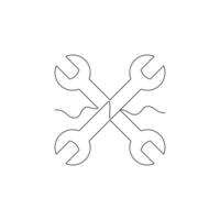 one line art wrench illustration. line art, one continuous line, simple, hand drawn and sketch style. for icons, symbols, signs or logos vector