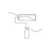 one line art paint roller illustration. line art, one continuous line, simple, hand drawn and sketch style. for icons, symbols, signs or logos vector