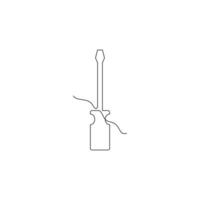 one line art screwdriver illustration. line art, one continuous line, simple, hand drawn and sketch style. for icons, symbols, signs or logos vector