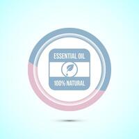 Essential oil icon design, 100 percent essential oil icon for product certificate tag, Pastel color button design vector