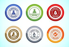 Clinically tested icon design, Clinically proven sign, Button Design Set vector