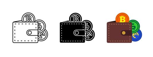 Crypto wallet icon. Bitcoin illustration. Cryptocurrency coin finance symbol. Currency money design. Digital payment blockchain technology. Banking electronic investment security graphic. vector
