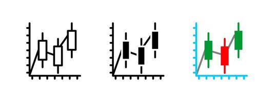 Candlestick chart icon. Bar graph illustration. Financial stock market symbol. Trading data analysis design. Business investment diagram graphic. vector