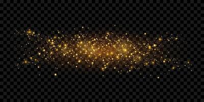 Golden glitter, sparkles, confetti. Isolated scattering particles with light effect. Abstract element with flares, glare and stars. Luminous points for luxurious banners, designs. vector