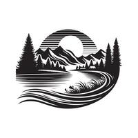 Creative River Retro Silhouette Vectors for Web and Print