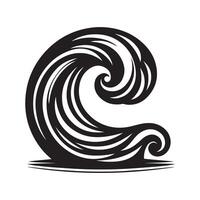 Sharp and Clean Sea Wave Retro Silhouette Designs vector