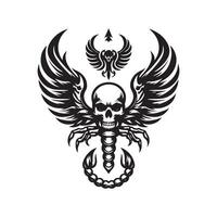 Unique Scorpion Wings and Skull Silhouette Design vector