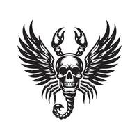 Scorpion Wings with Skull for Apparel Design vector
