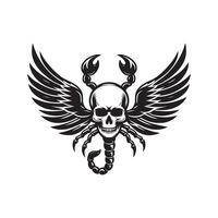 Scorpion Wings and Skull Silhouette for Fantasy Projects vector
