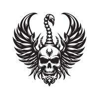 Scorpion Wings with Skull Illustrations for Creatives vector