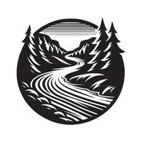 River Retro Silhouette Graphics for Posters vector