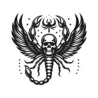 Scorpion Wings with Skull Silhouette for Custom Logos vector