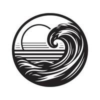 Retro Sea Wave Silhouette Vectors Art for Decorative Use