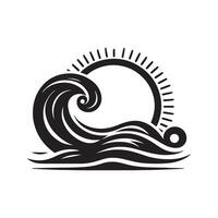 Retro Sea Wave Silhouette Graphics for Web and Print vector