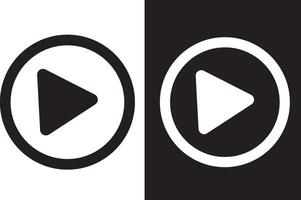 Minimalistic Black and White Play Button Icon vector