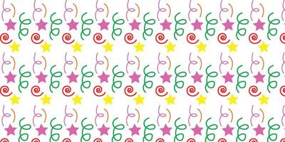 Pattern of Colorful Stars and Swirls on White Background vector