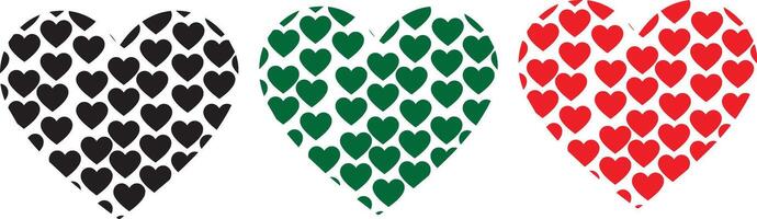 Three Overlapping Mosaic Hearts vector