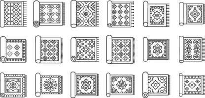 Geometric Rectangular Carpet Icon Design With Floral Pattern On An Isolated White Background vector