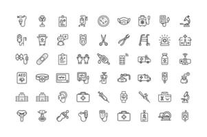 Simple Set Of Medical Healthcare related Outline Icons. Thin Line Icons For Website Design And App Development Illustration On An Isolated White Background. vector