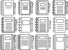 Notebook Icon Set Design For Personal And Commercial Usage Line Art Illustration On An Isolated White Background vector