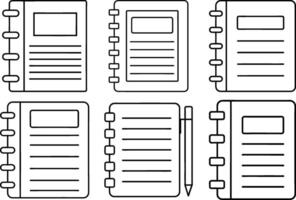 Spiral Notebook Icon Set Design For Personal And Commercial Usage Line Art Illustration On An Isolated White Background vector