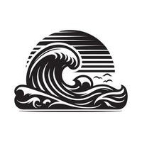Stunning Sea Wave Silhouette Designs for Branding vector