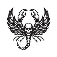 High-Quality Scorpion Wings and Skull Silhouette for Websites vector