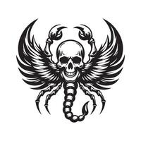High-Resolution Scorpion Wings and Skull Silhouette vector