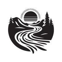 River Retro Silhouette Graphics for Web and Print vector