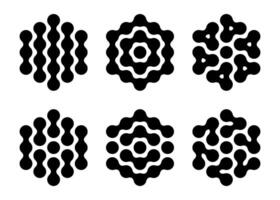 Molecule connected circles as chain of atoms. Science innovation metaball dot pattern. Laboratory grid network concept to study organic and mineral structure vector
