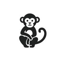 A black and white monkey icon on a white background vector