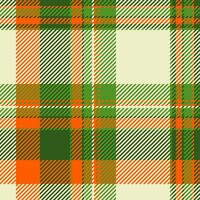 Vibrant green, orange, and cream plaid pattern. Perfect for textile design, fallautumn themes, or seasonal backgrounds. Modern and stylish geometric texture ideal for web and print. vector