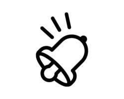 Bold black outline bell icon, ringing with radiating lines. Perfect for notification, alert, reminder, website, app, or interface design. Simple, modern style. vector