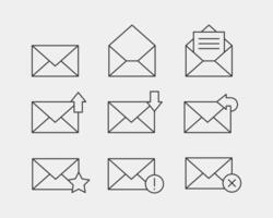 Set envelop icons letter. Envelope icon template. Mail symbol element. Mailing sign for web or print design. vector