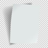 Sheet of paper with a bend and shadow. illustration. vector