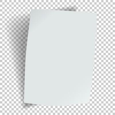 Sheet of paper with a bend and shadow. illustration.