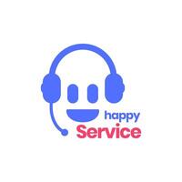 happy face smile customer services cartoon mascot character modern simple logo design icon illustration vector
