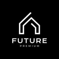futuristic house architect structure minimalist simple line style clean modern logo design icon illustration vector